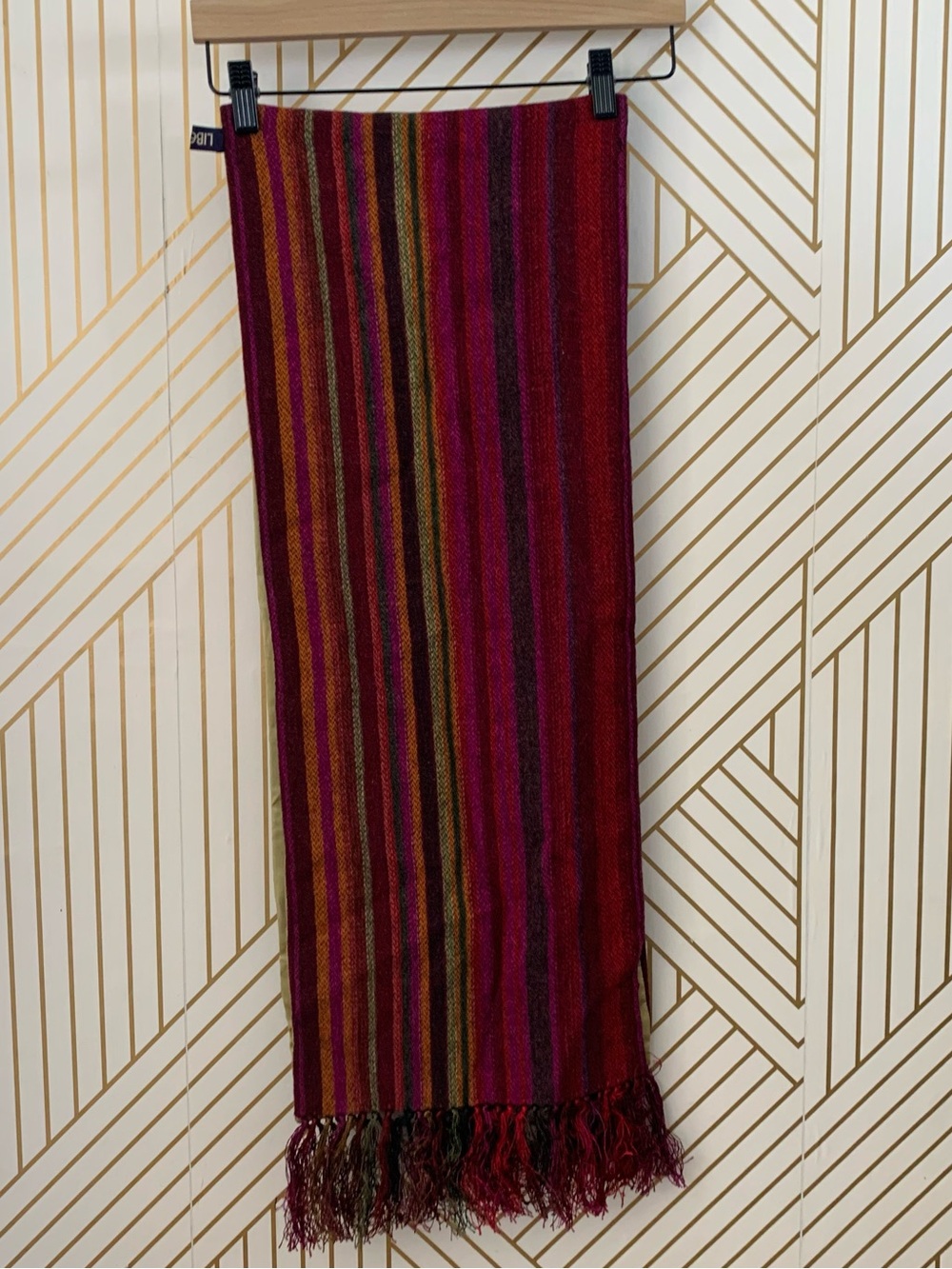 Liberty of London Striped Scarf jewel tone 70s inspired retro Art Deco fringe